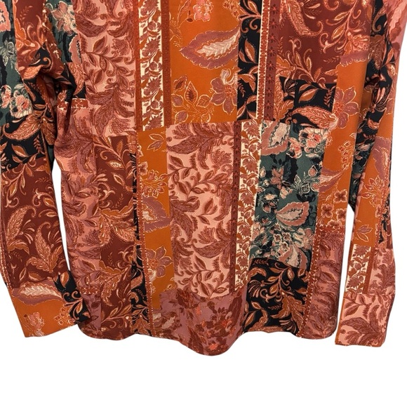 Alex & Lili Floral Patchwork Button Down Blouse Long Sleeve Career Office Large - Picture 8 of 15